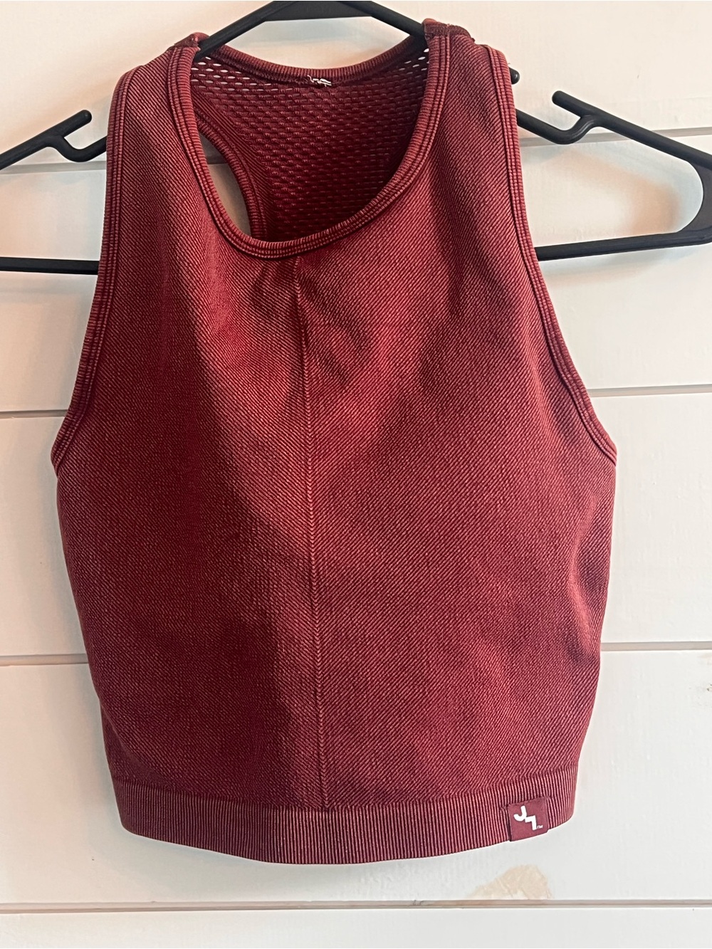 JoyLab Burgundy Ribbed Racerback Crop Top